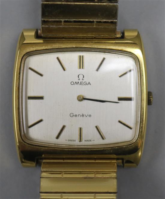 A gentlemans 1970s gold plated Omega manual wind wrist watch, with Omega box.